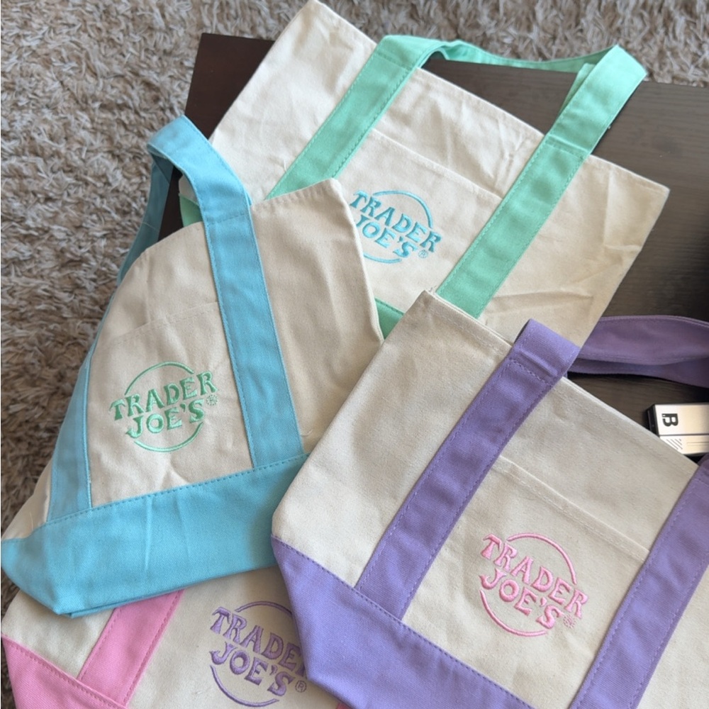 Trader Joe's mini Pastel Canvas Tote Bags